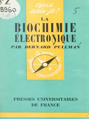 cover image of La biochimie électronique